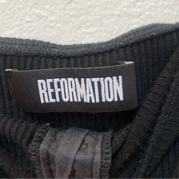 Reformation Whitney Ribbed Black Bodycon Dress XS - Picture 11 of 11